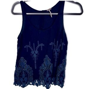 Navy Embroidered Tank Sm
